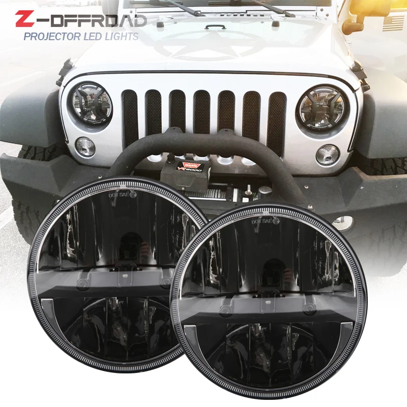 

For Jeep Wrangler JK TJ CJ LJ Land Rover Defender 90/110 Black DOT EMARK 7Inch LED Headlight Replacement Headlamp headlight