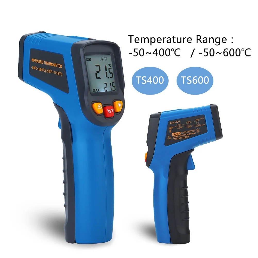 

TS400 TS600 Non-Contact Laser LCD Display IR Infrared Digital C/F Selection Surface Temperature Thermometer Pyrometer Imager