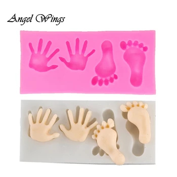 

1PCS Baby Feet/Hand silicone mold fondant cake decorating tools chocolate gumpaste mould Sugar Craft Molds DIY Cake F1330