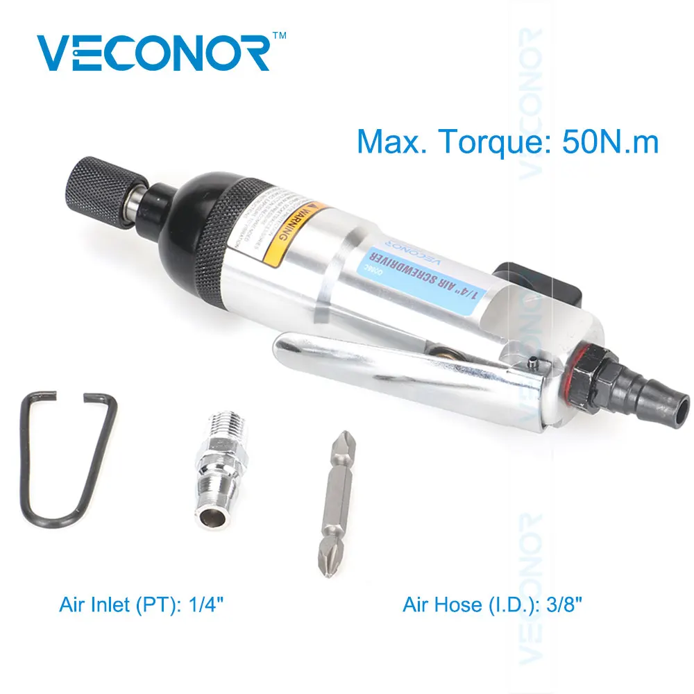 

1/4" Square Drive Air Power Screwdriver Set Pneumatic Tools Gun For Screwdriving High Torque Industrial Standard
