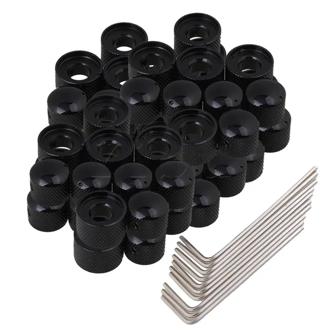 Cheap Yibuy 100x Black Electric Guitar Dual Control Knobs with Wrenches