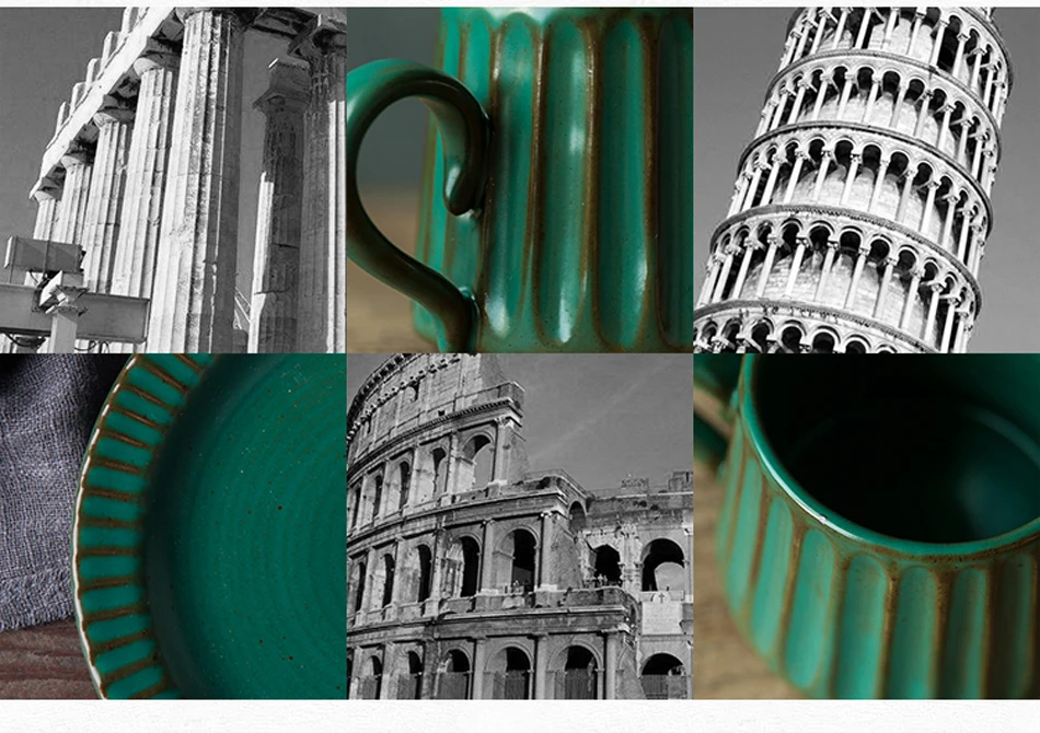 Европейская римская колонна керамическая кофейная чашка с блюдцем Цзиндэчжэнь ручная работа Ретро кофейная чашка набор с грубой глиной художественная чашка чайная чашка
