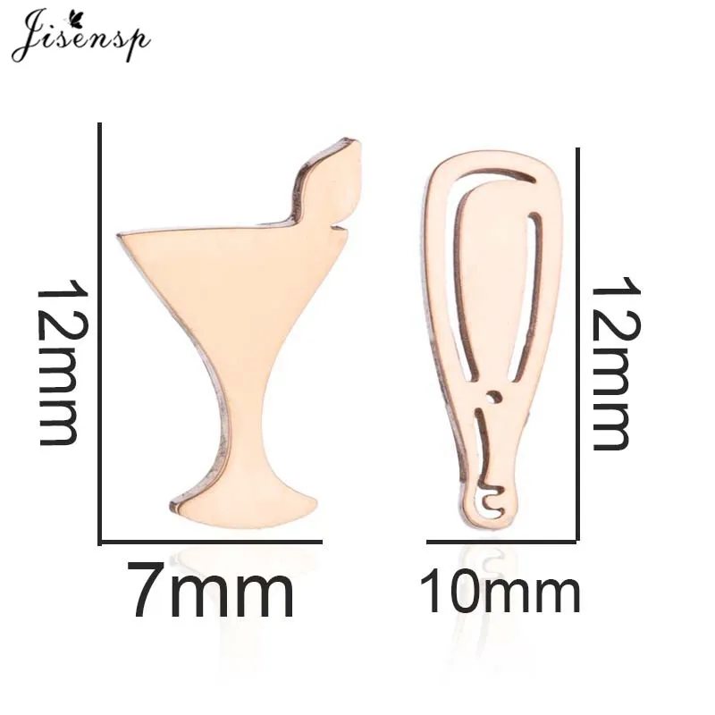 Jisensp Unique Wine Glass Stud Earrings for Women Girls Stainless Steel Cup Earrings Fashion Jewelry pendientes mujer moda 2019