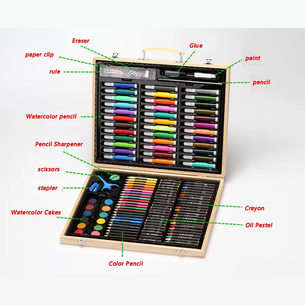 168 шт роскошный Художественный набор для детей, деревянный чехол ...