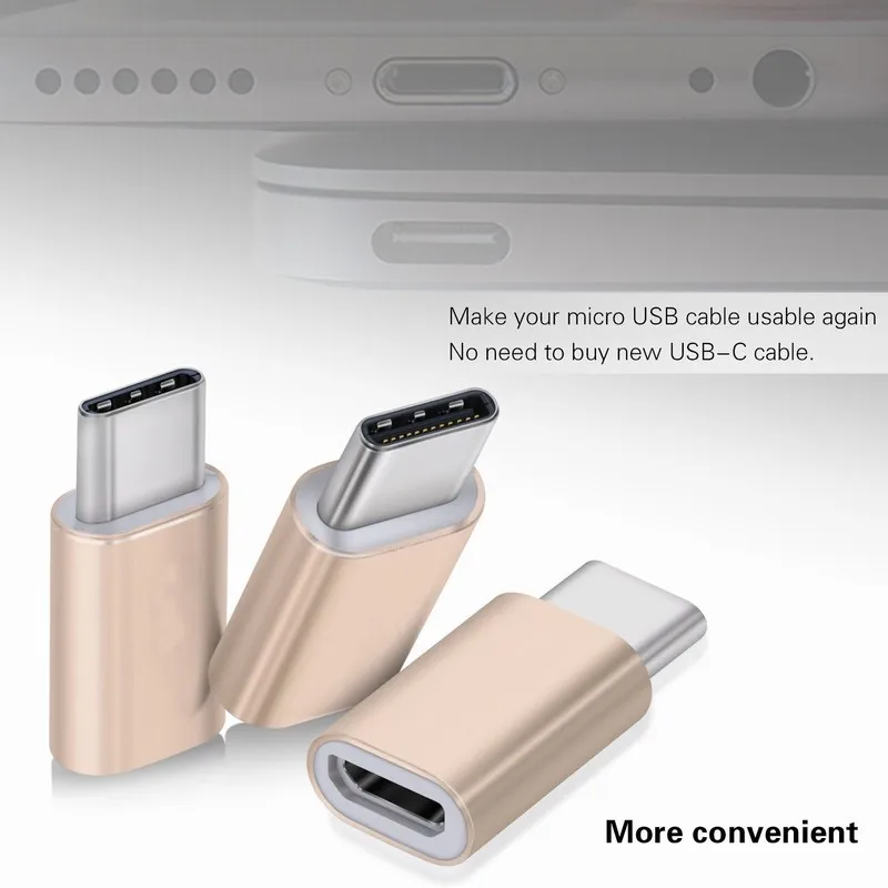 3PCS Portefeuille Type-C to Micro USB Adapter for Xiaomi Mi5 Mi6 mi5s 5x Mi 5 6 Huawei Honor 9 8 V9 Samsung S8 Type C USBC Cable (3)