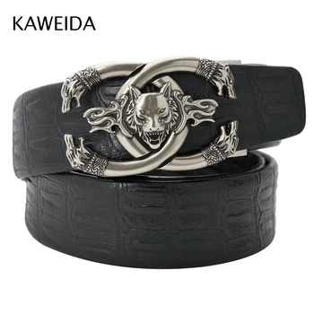 

KAWEIDA Designer Belts Men High Quality Fashion Luxury Wolf Head Automatic Buckle Leather Waist Belt for Jeans Vintage Kemer
