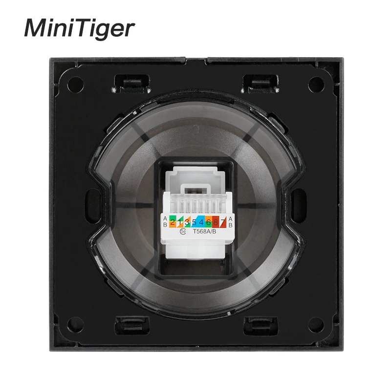 Белая Роскошная прозрачная панель Minitiger из закаленного стекла RJ45 Интернет разъем