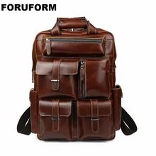 Многофункциональное масло, рюкзак из натуральной кожи, мужской рюкзак, модный мужской школьный рюкзак, дорожная сумка, большой кожаный рюкзак, LI-1321