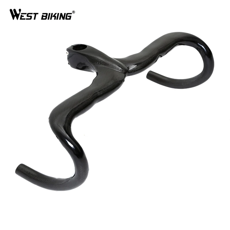 WEST BIKING Road Bike Bent Bar 28.6 mm Diameter 700 Carbon Fiber Road Bike Road Bent Bar Snake Print Patterns Bicycle Handlebar