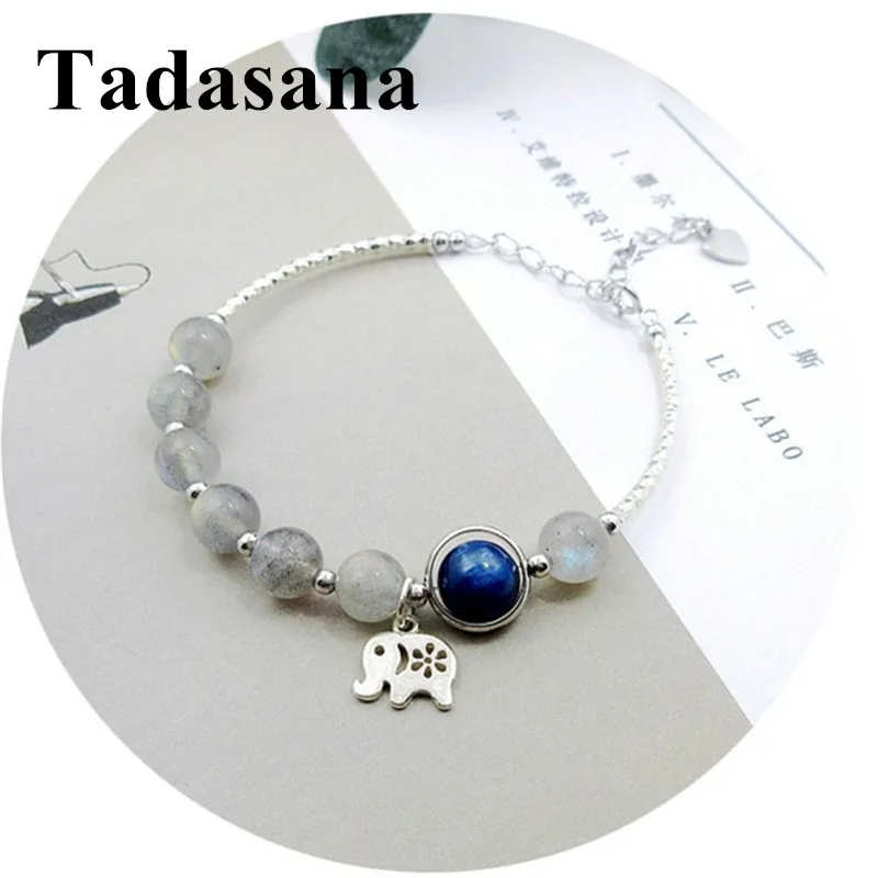 

Kyanite Stone Women Bracelet 925 Silver Moonstone Natural Stone Bracelet Pokemon Elephant Pendant Femme 2019 Wholesale Lots Bulk