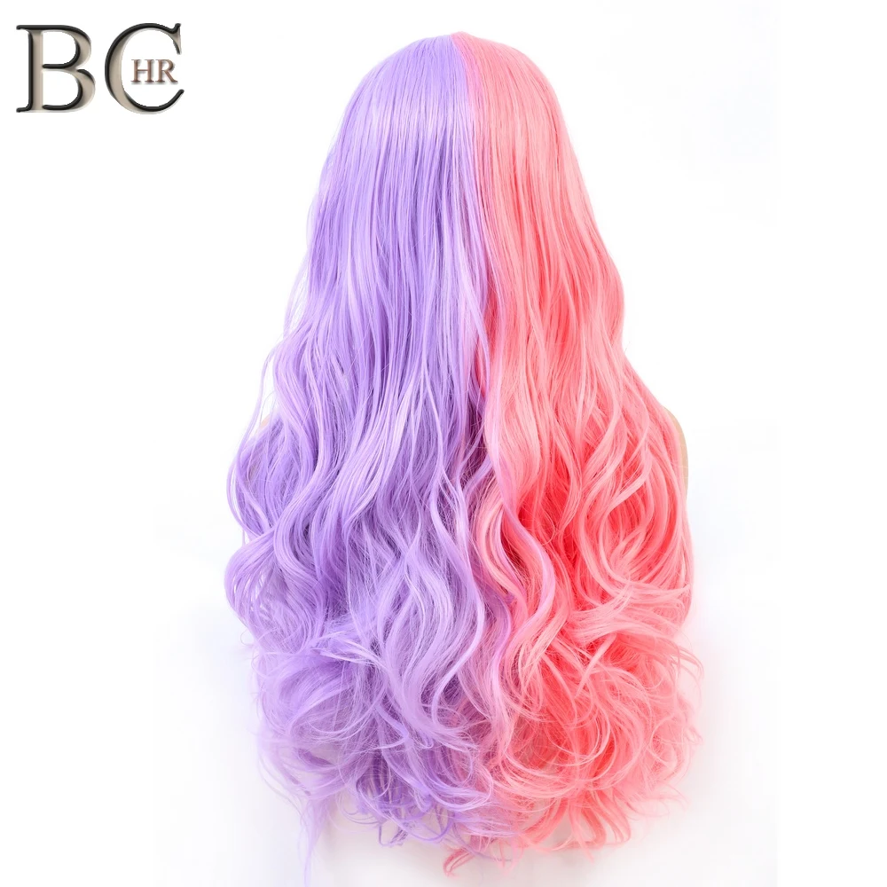 BCHR Harajuku парик Розовый Фиолетовый 13*4 парик для женщин длинные волнистые синтетические парики кружева Косплей вечерние волосы