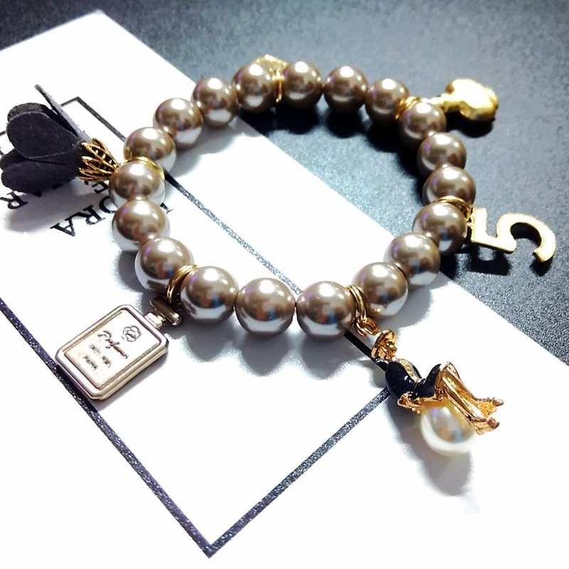 Mimiyagu стильный браслет эластичный жемчужный браслет из бисера с кристаллами love flower и lady firgure letter трендовые ювелирные изделия