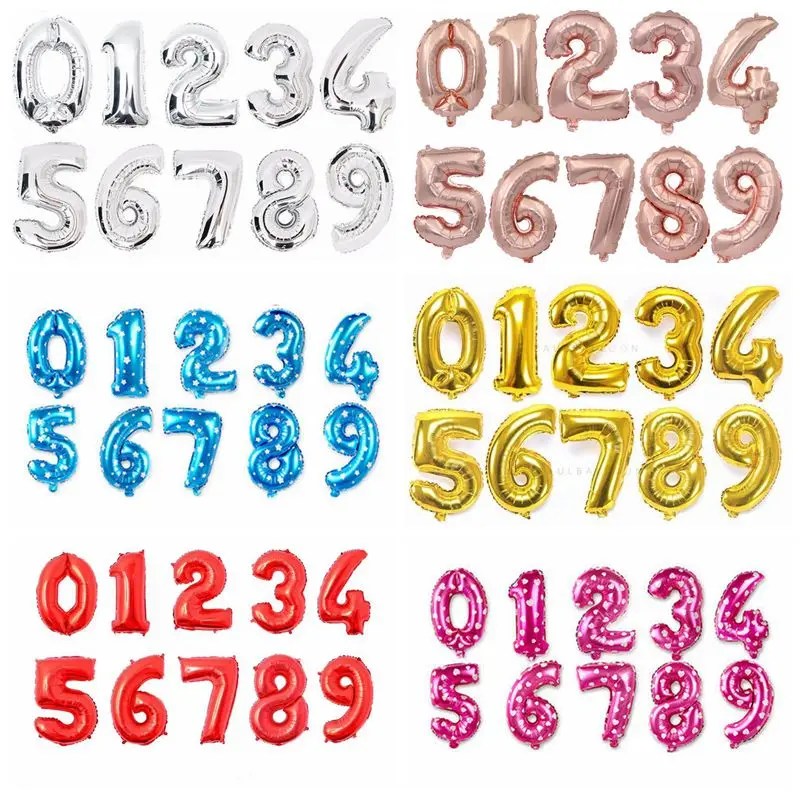 

16 32 Inch Number Balloons Foil Ballon Rose Gold Silver Blue Digit Globos Wedding Birthday Party Decoration Baby Shower Supplies