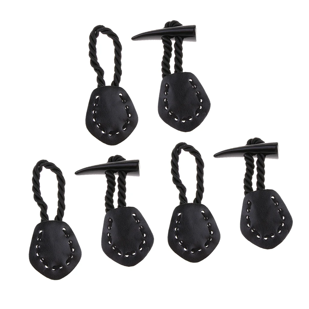 3 Pairs Fashion Horn Leather Toggle Buttons Coat Jacket Duffle Sewing Buttons
