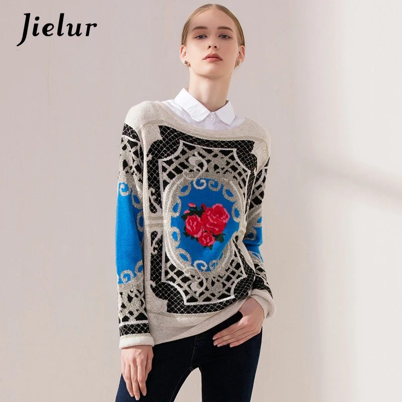 Jielur 2019 осенне-зимний свитер Теплые повседневные женские свитера с длинным
