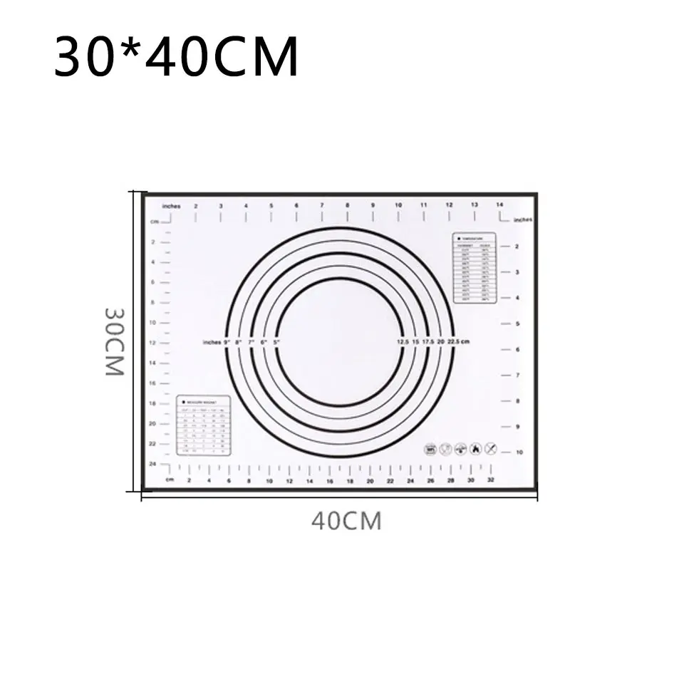 Многоразовый силиконовый коврик для выпечки с антипригарным покрытием для духовки, Экологичный коврик для раскатки теста, большие кухонные обеденные инструменты, Аксессуары для выпечки, горячая Распродажа - Цвет: 30-40cm-Black