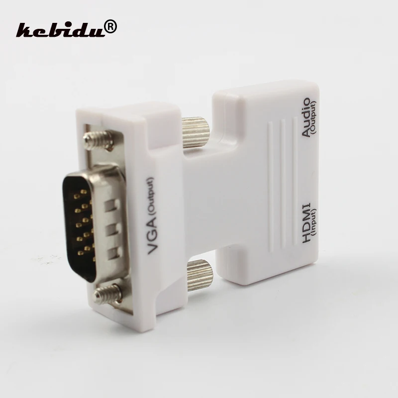 Преобразователь kebidu черный белый HDMI мама VGA папа с аудиоадаптером Поддержка