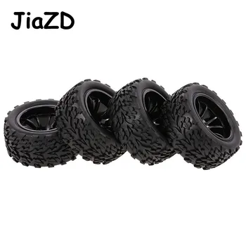 

4PCS Wheel Rim Tires HSP 1:10 Monster Truck Buggy RC Car 12mm Off-road Tyre Lengthways Black for HSP HPI Redcat RC4WD Truck Y01