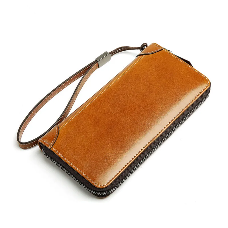 

Luxury Genuine Leather Wallet Men Business Clutch Hand Bag Mens Casual Long Wallets Card Purse Male High Quality Wallet