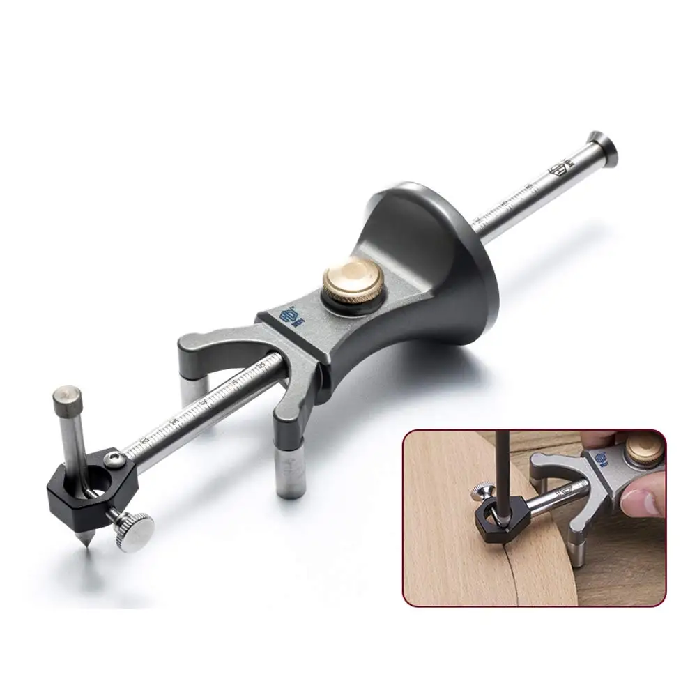 

HS Tools European Woodworking Scribe Ruler Dual-Purpose Scriber Wheel Marking Gauge Sliding Mark Adjustable Precision Linear Arc