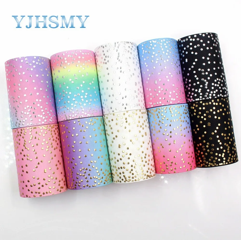 

YJHSMY,G-18815-962,75 mm 5 Yards Bronzing Hot silver grosgrain ribbons,DIY Hair accessories wedding gift wrap Material