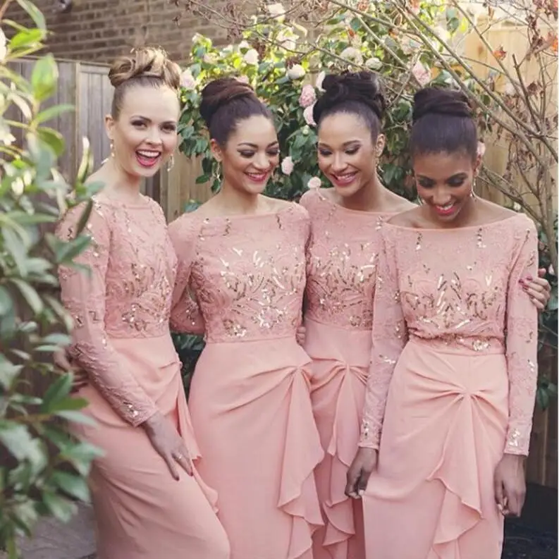 Arabic Bridesmaid Dresses Bateau Long 