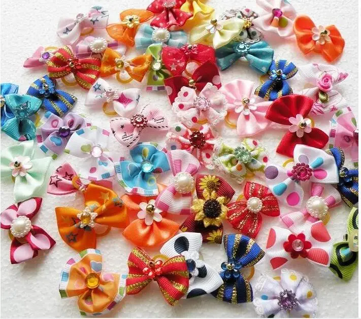 20/50/100pcs /set Dog hair flower pet dog hair bows pet hair accessories dog hair lastice bands attached decoration bows 20/50/100pcs /set Dog hair flower pet dog hair bows pet hair accessories dog hair lastice bands attached decoration bows