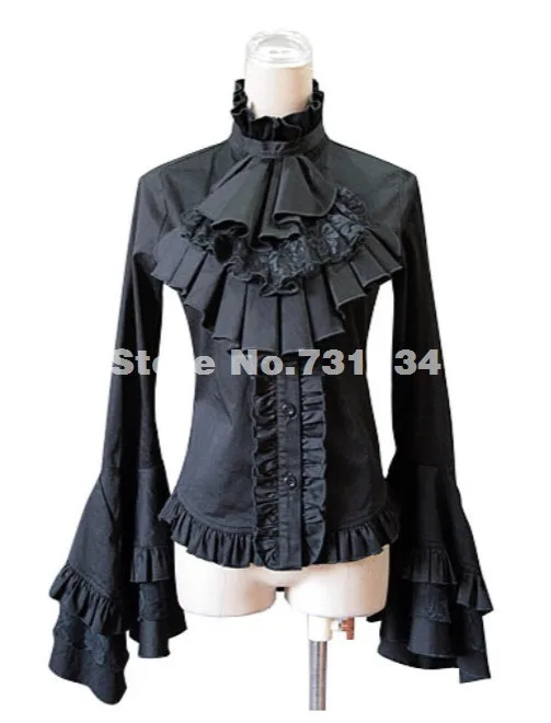 

Spring Lolita Collar Gothic Lace Sleeve Ruffles With Self-Cultivation Shirt,Elegant Lace Blouses & Shirts For Women 2016
