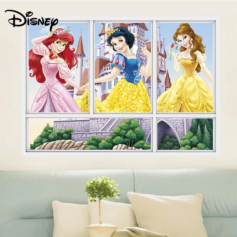 

Disney Snow White Sticker Fake Window Girl Room Decoration Sticker Cartoon Children's Room Wall Decoration Sticker