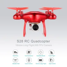 S28, беспилотные летательные аппараты с Wi-Fi, Камера 0,3 МП реальное время для того чтобы передать с видом от первого лица Квадрокоптер HD Камера Дрон 4CH RC вертолет