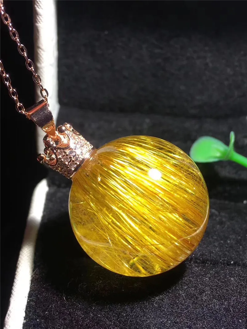 Natural Gold Rutilated Quartz Titanium Pendant (6)