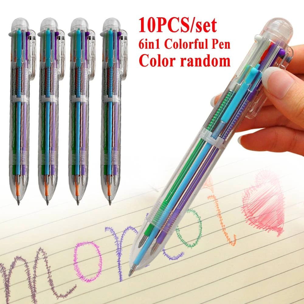 10pcs/set Ball Point Pen Multi Colors Pen Set Students Office Stationery