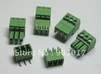

200 pcs Pitch 3.81mm Angle 3pin/way Screw Terminal Block Connector Green Color Pluggable Type with angle pin