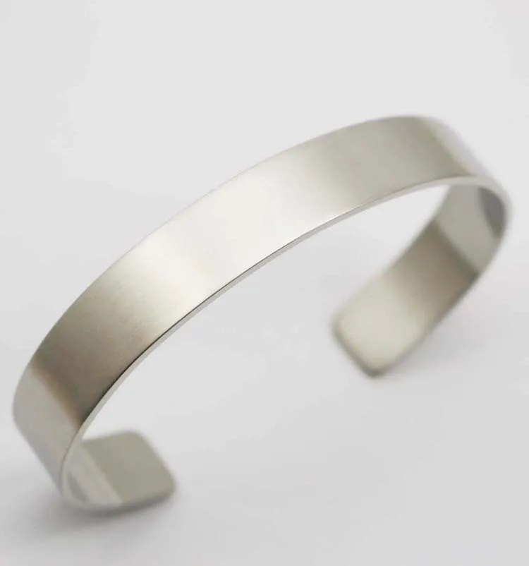 Wholesale Bulk Unisex Blank Metal Cuff Bangles Bracelets 316L Stainless Steel Plain Silver Color Bangles For Men Women 4