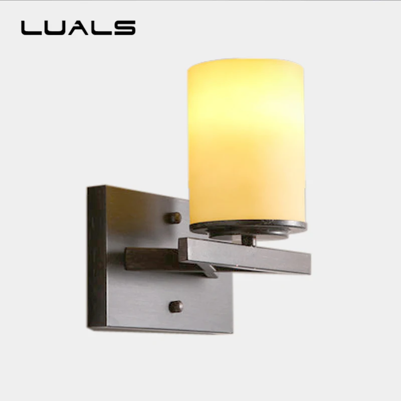 

LUALS Lamp Nordic Style Retro Light Contracted Wrought Iron Wall Lamp Creative Corridor Bedside Deco Sconce Wall Lights