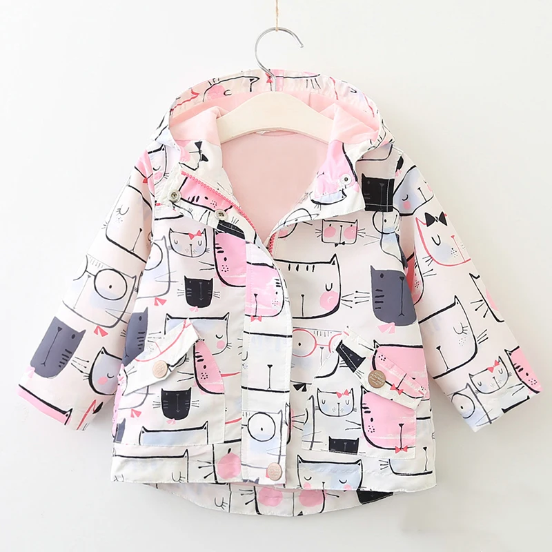 Menoea/куртка для малышей; осень г.; стильная зимняя одежда для малышей; осеннее пальто с капюшоном и принтом для девочек