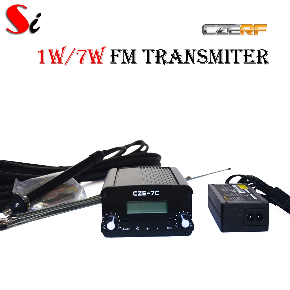 CZERF 7 Вт трансляции радиостанции CZE 7C Стерео PLL FM передатчик + GP1 антенна Мощность