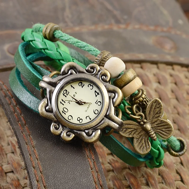 

50%OFF free shipping Vintage Ladies Watch Choose OWL Butterfly Leaf Pendant Item Bracelet Watches gift fast shipping