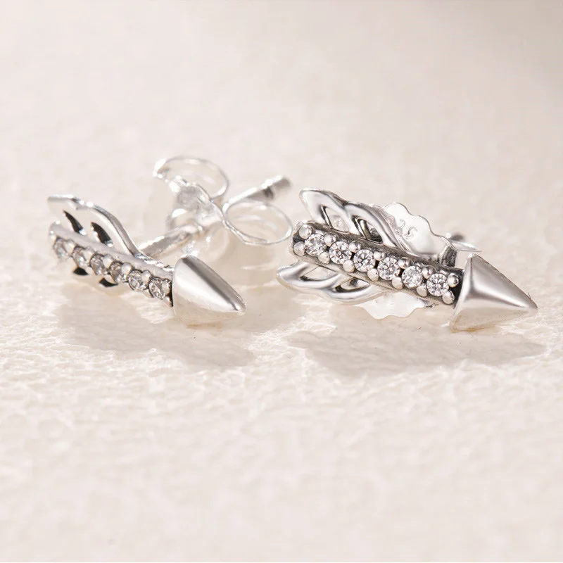 2019 Valentine's Day Classic S925 sterling silver Arrow Of Cupid Stud Earrings With CZ Stone For Women jewelry | Украшения и