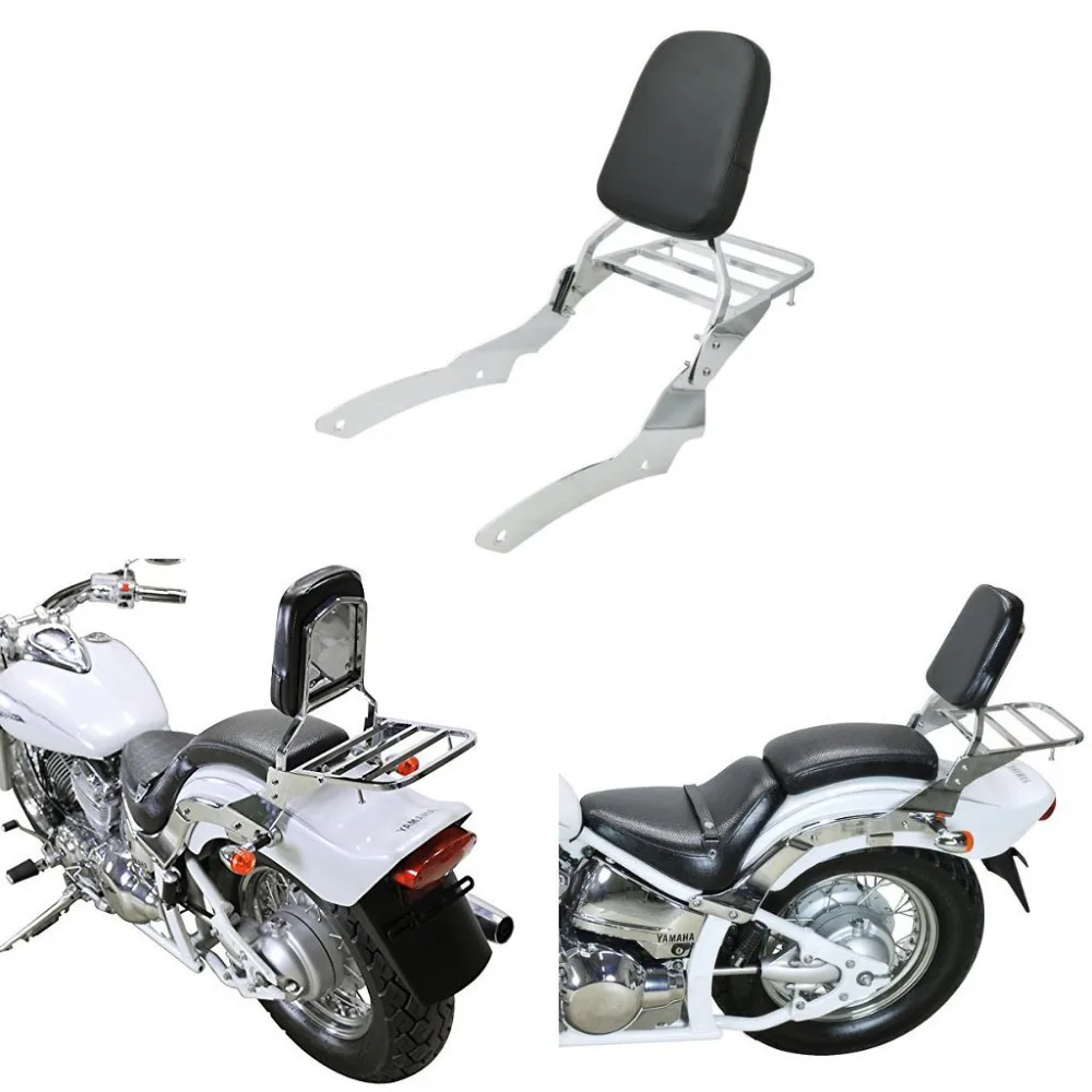 Chrome Motorcycle Chrome Backrest Sissy Bar With Luggage Rack Backrest Pad For Yamaha V Star