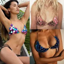 Новые Красочные Блестки Bralette сексуальные женские бикини жилет с блестками топы Женская пляжная одежда Бюстгальтер летняя блузка на бретелях купальный бюстгальтер без косточек