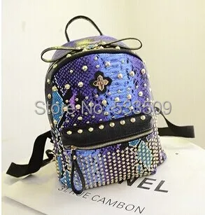 Fashion Travel Backpack Snake Skin Punk Rivet Bag Cool Leather shoulders bag | Багаж и сумки