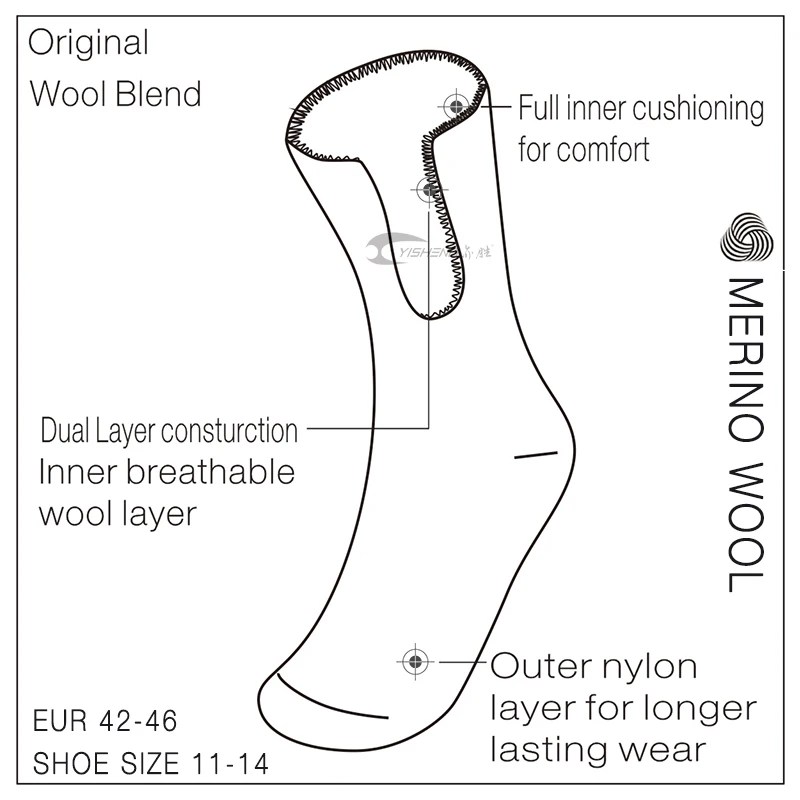 3-6 Pairs Mens Merino Wool Blend Warm Socks Thick Heavy Duty Work Size  UK 6-12