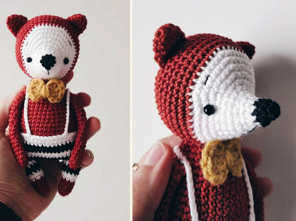 Крючком игрушки amigurumi ручной работы погремушки кукла лисица номер DXR0013