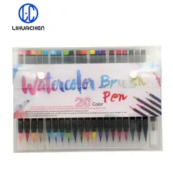 LIHUACHEN 20 цветов Премиум картина мягкая ручка набор акварельные Маркеры Ручка эффект лучший для цвета ing книги манга комиксов