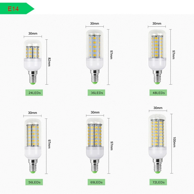 2019 Полный новый светодиодный светильник E27 E14 7 W 12 W 15 W 20 W 25 W 30 W SMD 5730 Кукуруза Лампа 220 V Люстра светодиодный s Свечи Прожектор