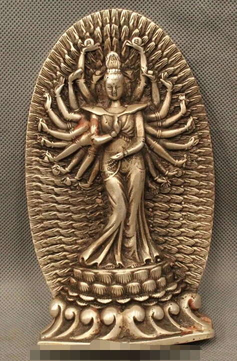 

Details about 7" China Tibet Cloister Silver 1000 Arms Avalokiteshvara Goddess GuanYin Statue R0715