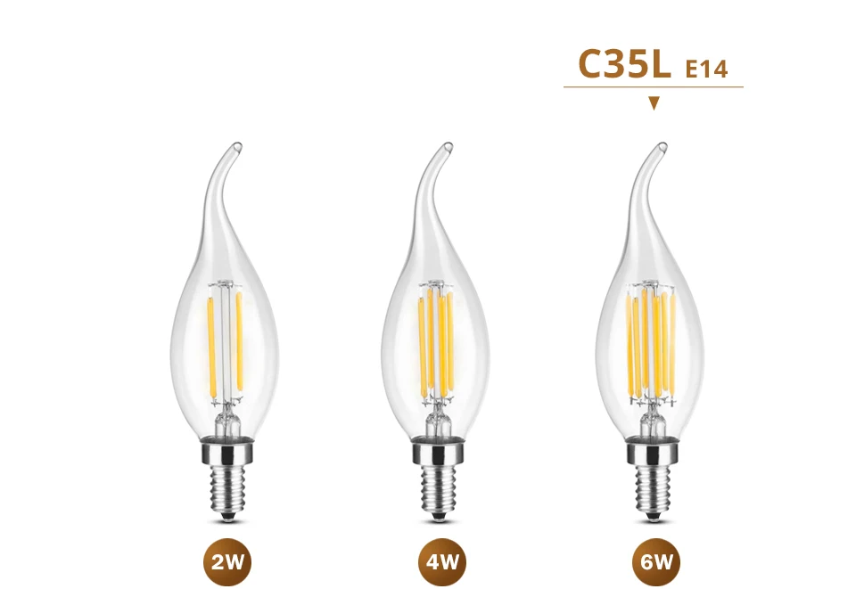 C35 C35L A60 ST64 лампочка накаливания ретро Edison светодиодный лампочка накаливания E27 E14 винтажный Декор лампа люстра Свеча светильник