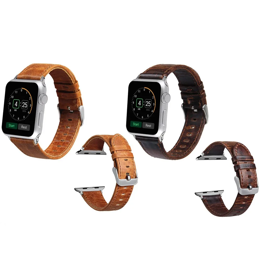 Crazy Horse кожаный ремешок для часов из натуральной кожи наручных Apple Watch 38 мм 42 версия