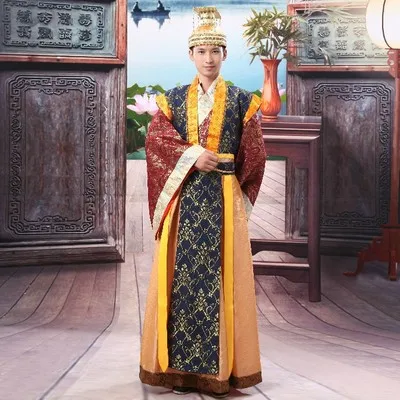 Новинка, костюм императора, одежда hanfu, Мужская одежда, костюм Hanfu Tang hanfu, сценическое шоу - Цвет: Синий